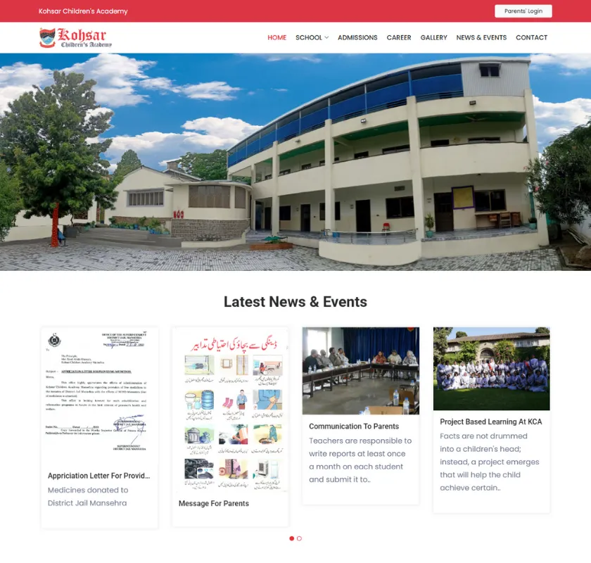 Kohsar Children's Academy Website Design