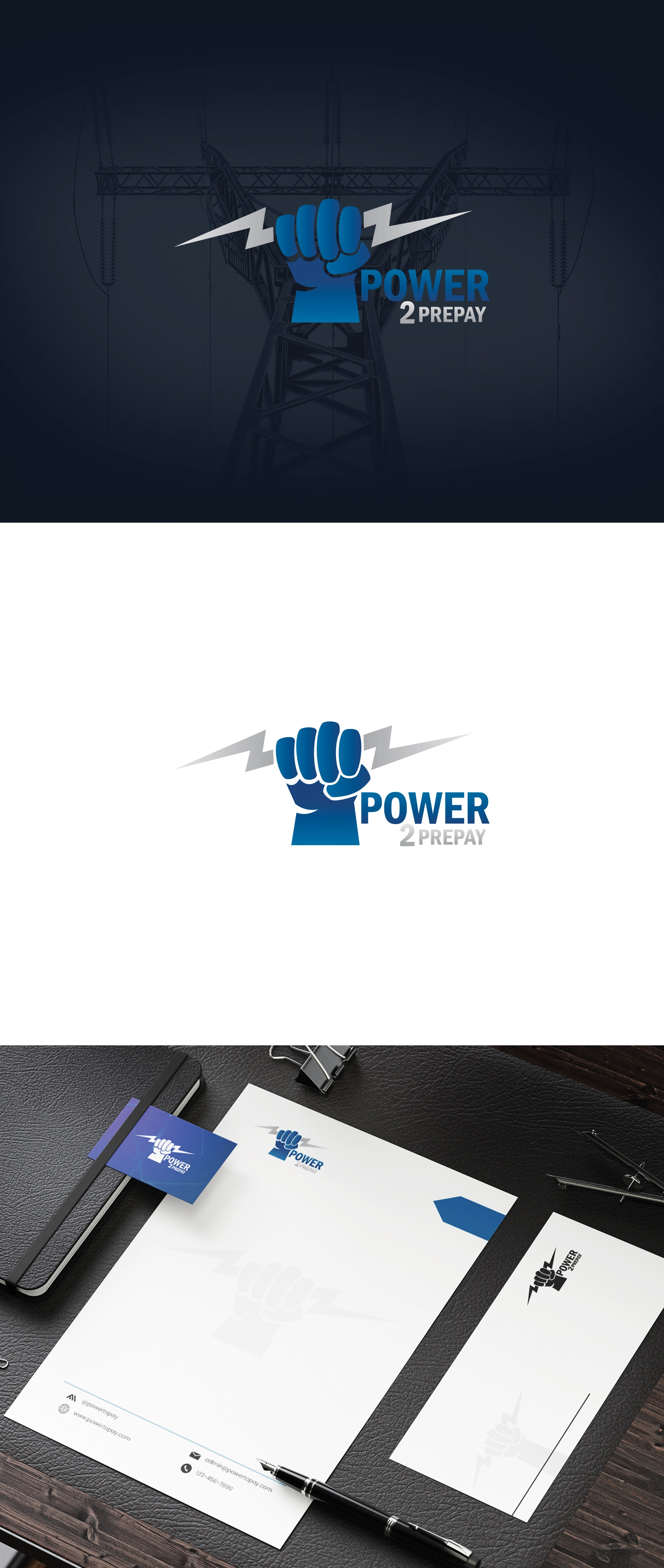 Logo designs for Power 2 Prepay brand identity